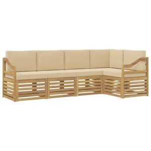 vidaXL Ensemble de canapés d'extérieur 5 pc Blanc et Beige Polyester