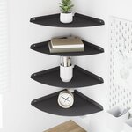 vidaXL Étagère Flottante d'Angle 4 pc Noir 30 x 30 x 2 cm