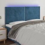 vidaXL Tête de lit à LED Bleu foncé 160x5x118/128 cm Velours