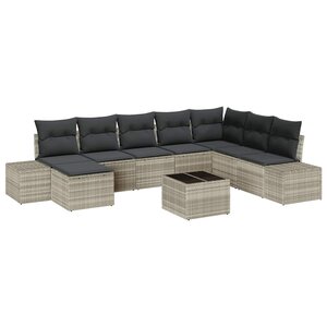 vidaXL Ensemble de canapé de jardin 9 Pièces 319 x 209 x 85 cm Poly rotin