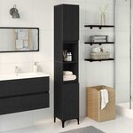 vidaXL Cabinet de salle de bain avec porte Chêne noir 30 x 30 x 190 cm
