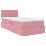 vidaXL Lit de rangement LED avec matelas Rose 90 x 190 cm Velours