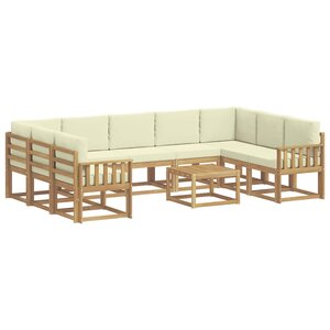 vidaXL Ensemble de canapés d'extérieur 10 Pièces Blanc et crème