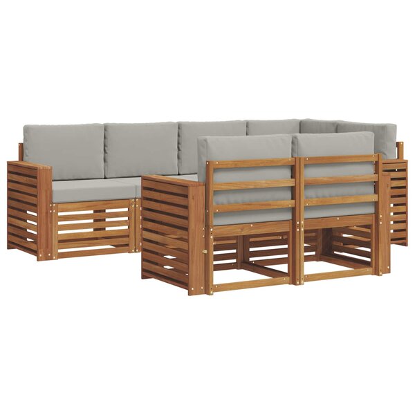 vidaXL Ensemble de canapés d'extérieur 7 pc Gris Naturel et Clair