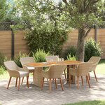 vidaXL Ensemble de salle à manger pour jardin 7 Pièces Beige polyrotin
