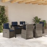 vidaXL Ensemble de Salle à Manger de Jardin 7 Pièces en Rattan Poly Grise