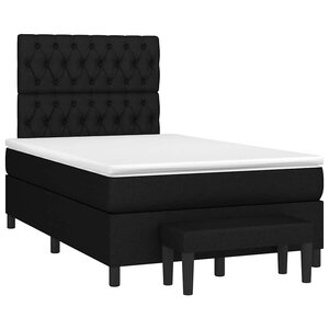 vidaXL Sommier à lattes de lit avec matelas noir 120x190 cm tissu