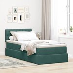 vidaXL Lit de rangement LED avec matelas Vert foncé 90 x 200 cm