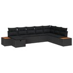 vidaXL Ensemble de canapé jardin 8 pièces avec coussins noir en poly rotin
