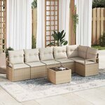 vidaXL Ensemble de canapé de jardin avec coussin 7 Pièces Beige  Crème