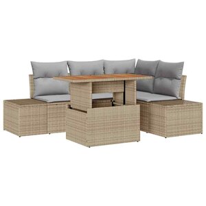 vidaXL Ensemble de canapé de jardin 5 Pièces Beige  Gris 100 x 55 x 73 cm