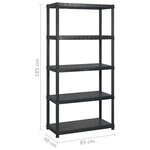 vidaXL Étagère de rangement à 5 niveaux Noir 170x40x185 cm Plastique