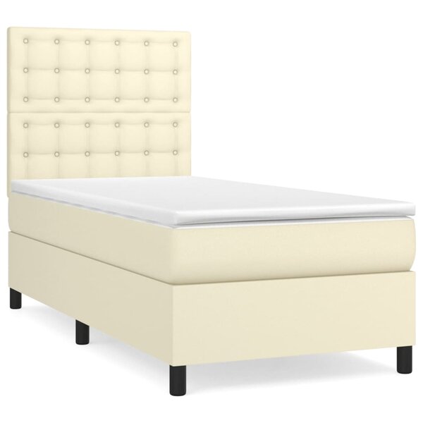 vidaXL Sommier à lattes de lit avec matelas Crème 80x200 cm Similicuir