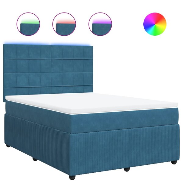 vidaXL Sommier à lattes de lit et matelas bleu 160x200 cm velours