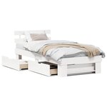 vidaXL Cadre de lit avec tiroir Blanc 90 x 200 cm Bois massif en pin