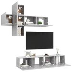 vidaXL Ensemble de meuble TV 7 Pièces Gris béton Bois d'ingénierie