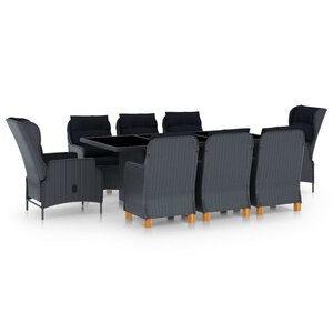 vidaXL Ensemble à manger 9 Pièces avec coussins résine tressée gris foncé