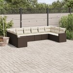vidaXL Salon de jardin 10 Pièces avec coussins marron résine tressée