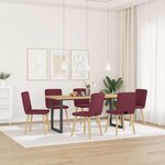 vidaXL Chaises à manger lot de 6 rouge bordeaux tissu