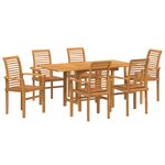 vidaXL Ensemble de salle à manger pour jardin 7 Pièces Marron Teck massif