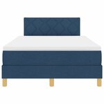 vidaXL Lit à ressort LED avec bandes LED Bleu 120 x 190 cm tissu