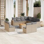 vidaXL Salon de jardin avec coussins 12 Pièces beige résine tressée