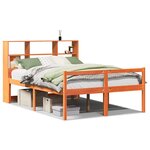 vidaXL Lit bibliothèque sans matelas cire marron 150x200cm bois massif