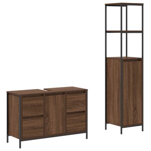 Ensemble de meubles de salle de bain 2 pièces en chêne brun en bois d'ingénierie