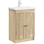 vidaXL Armoire sous évier de salle de bain Chêne Sonoma