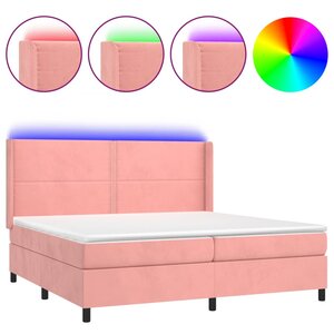 vidaXL Sommier à lattes de lit matelas et LED Rose 200x200 cm Velours