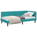 vidaXL Cadre de lit d'angle Turquoise 90 x 190 cm Velours