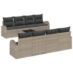 vidaXL Ensemble de Canapés de Jardin 9 Pièces avec Coussins Gris en Rotin Synthétique