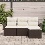 vidaXL Ensemble de canapé de jardin 4 Pièces Marron Poly rotin