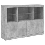 vidaXL Buffets avec lumières LED 3 Pièces gris béton bois d'ingénierie