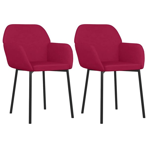 vidaXL Chaises à manger lot de 2 Rouge bordeaux Velours