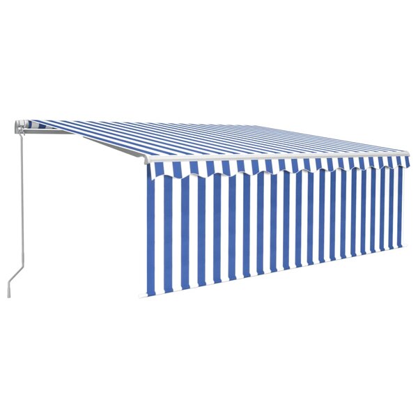vidaXL Auvent manuel rétractable avec store 4 5x3 m Bleu et blanc