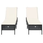 vidaXL Chaises longues avec coussins lot de 2 noir résine tressée