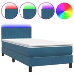 vidaXL Sommier à lattes de lit et matelas et LED bleu foncé 80x220 cm velours