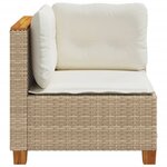 vidaXL Canapé d'angle de jardin avec coussins beige résine tressée
