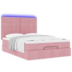 vidaXL Cadre de lit ottoman avec matelas rose 140x190 cm velours