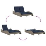 vidaXL Chaise longue avec coussins Gris 114 x 205 x 73 cm Résine tressée
