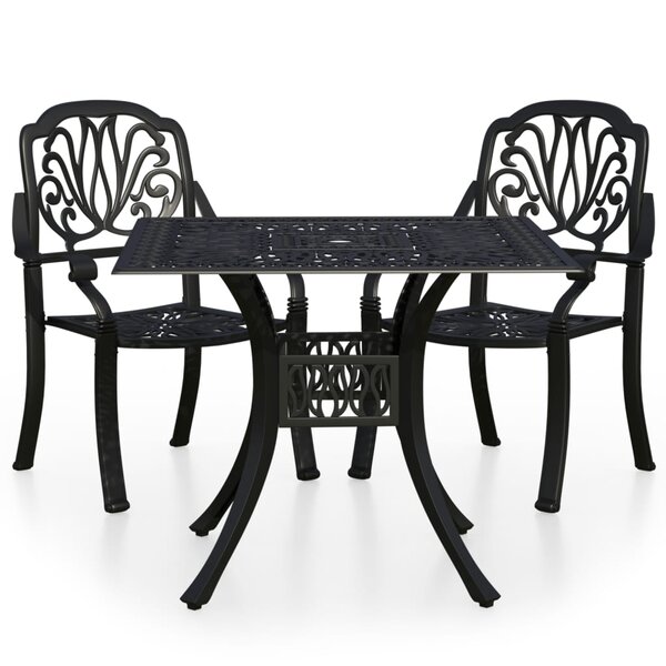 Ensemble de bistro jardin meuble extérieur terrasse 3 pièces aluminium coulé noir 02_0013511