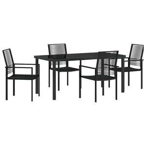 vidaXL Ensemble de salle à manger pour jardin 5 Pièces Noir Rattan PVC