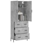 vidaXL Buffet haut Gris béton 69 5x34x180 cm Bois d'ingénierie