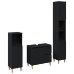 vidaXL Ensemble de cabinets de salle de bain de 3 pièces Chêne noir Bois d'ingénierie