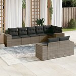 vidaXL Salon de jardin 8 Pièces avec coussins gris résine tressée