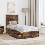 vidaXL Lit de Rangement Chêne fumé 75 x 190 cm Bois d'ingénierie