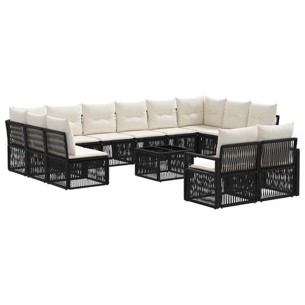 vidaXL Ensemble de canapé de jardin 13 Pièces Noir polyrotin