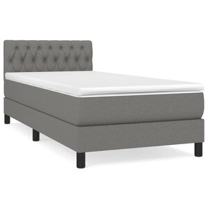 vidaXL Sommier à lattes de lit avec matelas Gris foncé 90x200 cm Tissu
