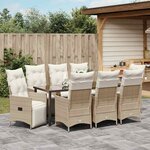 vidaXL Ensemble de salle à manger pour jardin 9 Pièces Beige polyrotin